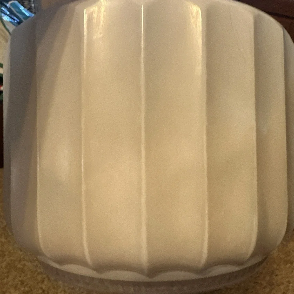 Vintage White Ribbed Diamond Pattern Glass Globe Fixture